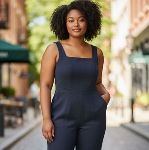 Spanx Classic Black Ponte Corset Barrel Jumpsuit In TALL Size